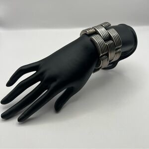 Vintage MCM or Antique Mexican Hollowback Real Silver Bracelet